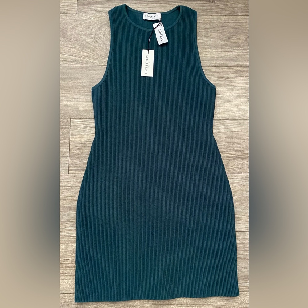Aritzia Babaton Sculpt Knit Sleeveless Midi Dress in Monarch Teal Green